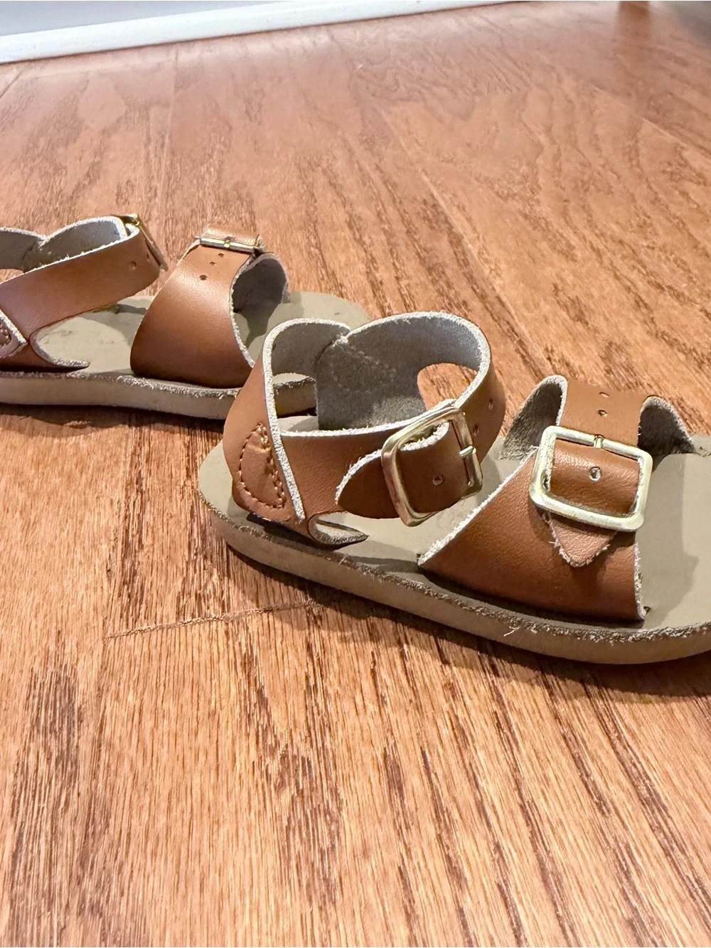 Toddler Adjustable Tan Buckle Leather Sun San Sandals